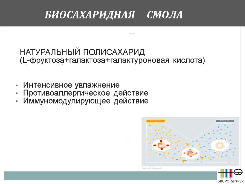 БИОСАХАРИДНАЯ     СМОЛА НАТУРАЛЬНЫЙ ПОЛИСАХАРИД  (L-фруктоза+галактоза+галактуроновая кислота)  Интенсивное увлажнение